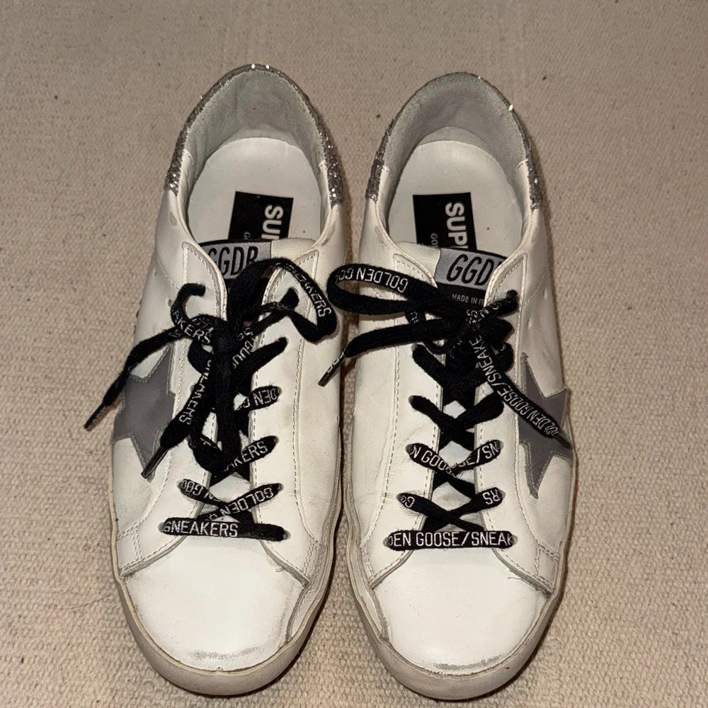 Golden Goode Super-Star Sneakers with Black Laces and Silver Accents - Picture 2 of 5